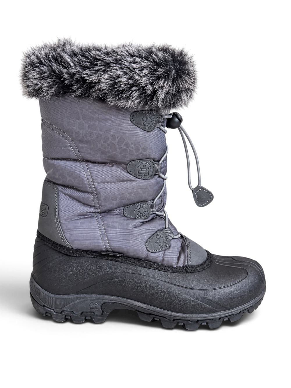 Kamik Waterproof Snow Boots Faux Fur Winter Shoes Gray Black Size 9